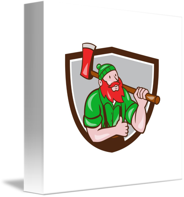 Paul Bunyan Lumberjack Axe Thumbs Up Crest Cartoon - Cafepress Paul Bunyan Lumberjack Axe Thumbs Up Crest (606x650)