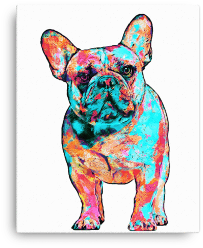 French Bulldog Colorful Painting Canvas - Throw Pillow (600x600)
