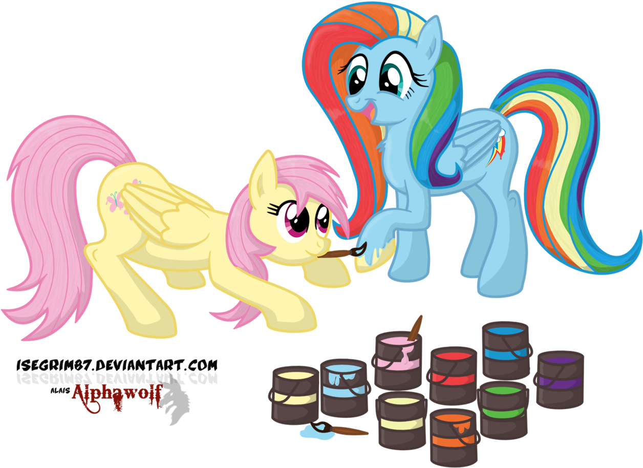 Isegrim87, Fluttershy, Paint, Painting Characters, - Mlp Flutterdash And Rainbowshy (1280x1024)