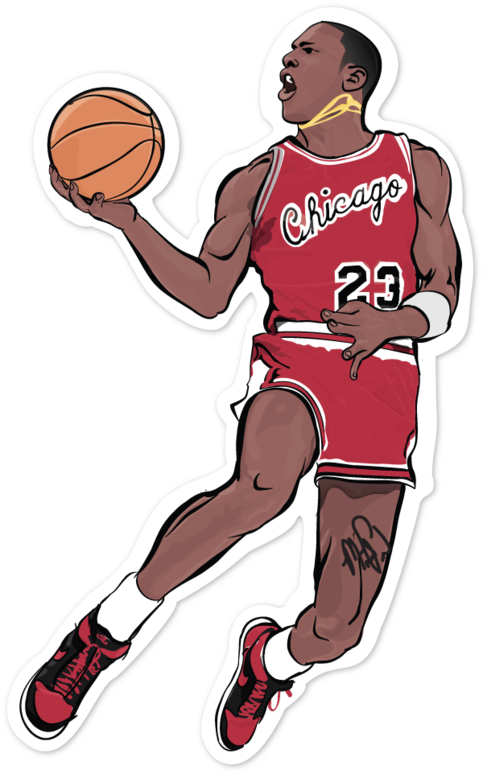 A Single 4" Sticker Of Micheal Jordan - Clipart Basketball Player Michael Jordan (483x774)