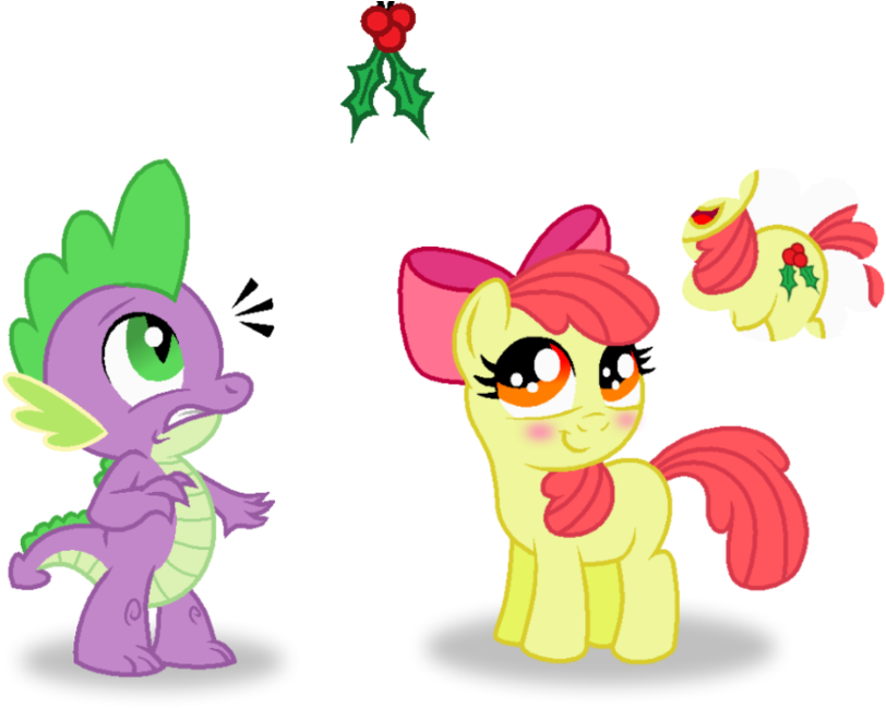 'a Mistletoe Cutie Mark Would Be Coolquot By Aleximusprime - Spike And Applebloom Kiss (900x664)