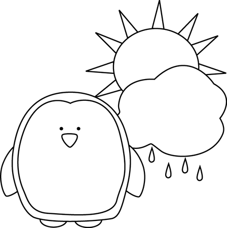 Black And White Penguin Weather Monitor - Clip Art (448x450)