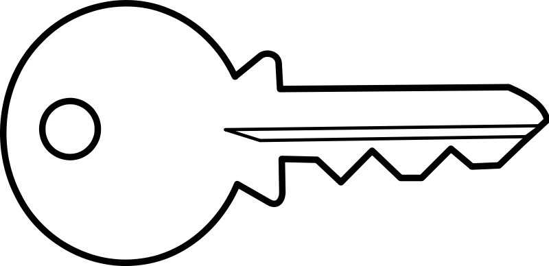 Illustration Of A Key - Black And White Key (800x388)
