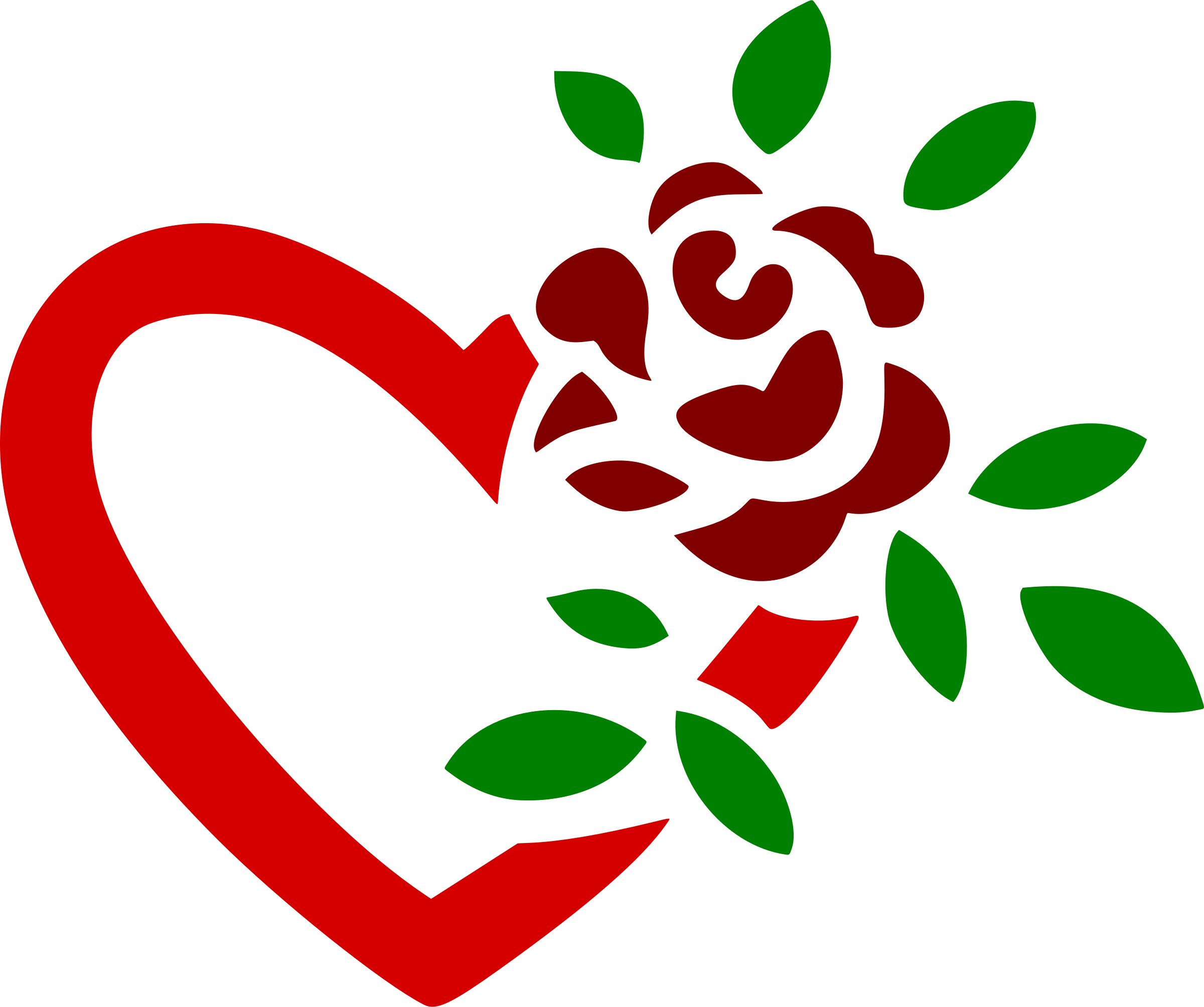 Rose And Heart - Simple Printable Stencil Designs (2400x2008)