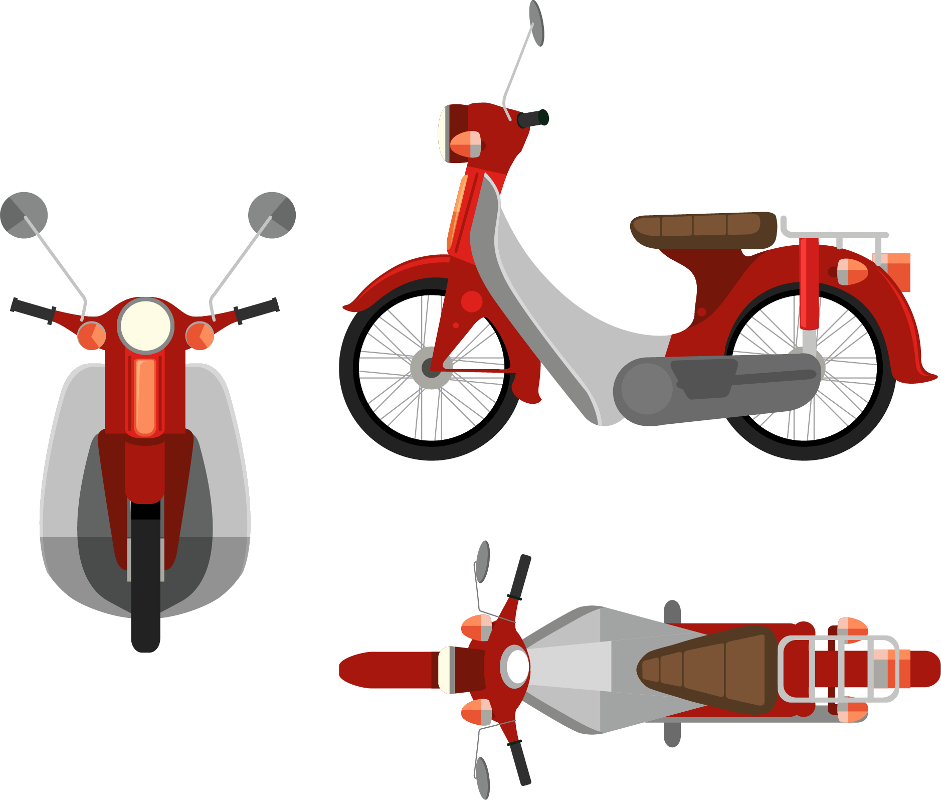 Scooter Motorcycle Illustration - Motorcycle Top View Vector (1877x1595)