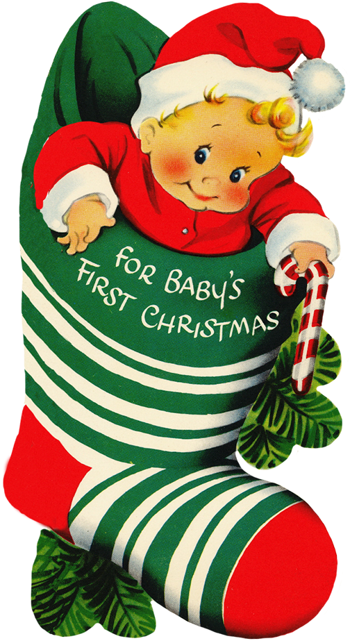 Charming Vintage Christmas Clip Art, Mostly With Transparent - Babys First Christmas Png (558x945)