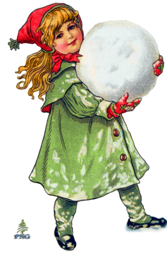 Winter Girl Vintage Clipart - Scandinavian Christmas Pendant - God Jul And No Lutefisk! (330x500)