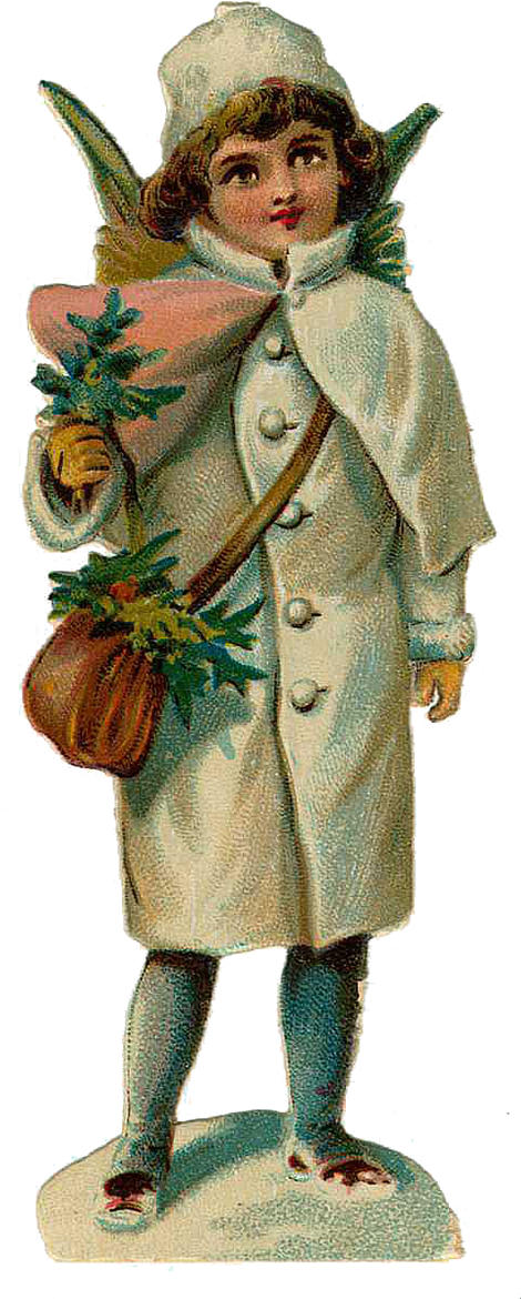 Vintage Victorian Christmas Die Cut Clip Art - Vintage Angel Earring Oval Charm (484x1200)