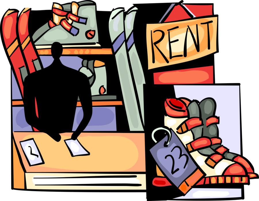 Vector Illustration Of Alpine Downhill Skiing Equipment - Cartoon (900x700)