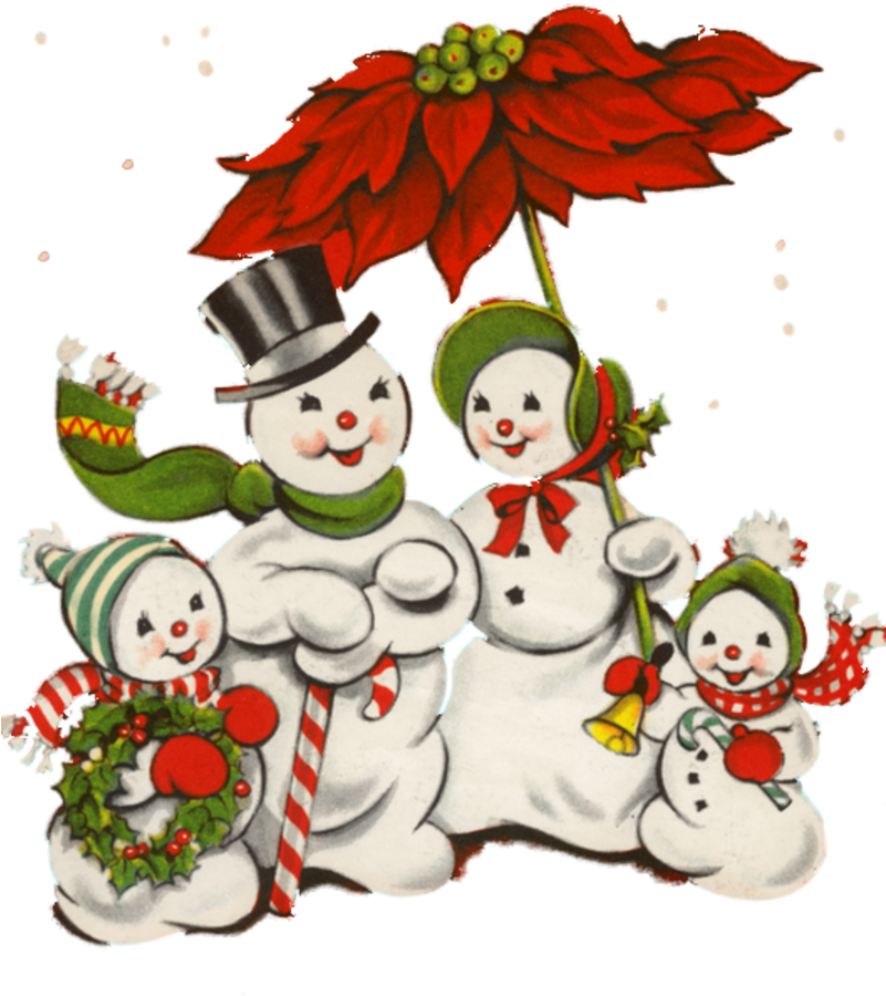 Image Du Blog Mamietitine - Vintage Snowman Christmas Clipart (800x909)