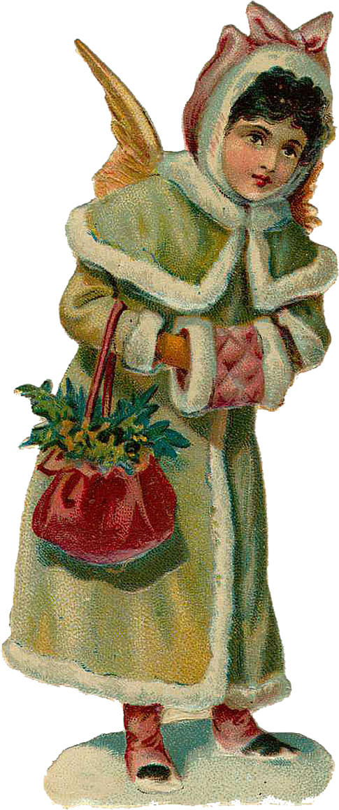 Vintage Victorian Christmas Die Cut Clip Art - Angels Victorian Christmas Cards (525x1200)