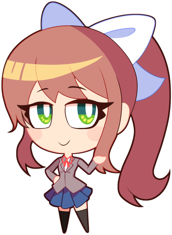 Chibi Monika By Quarium - Doki Doki Literature Club Remix (812x983)