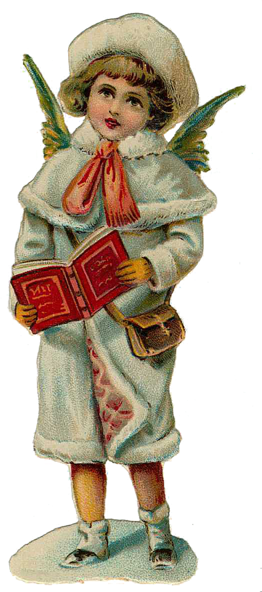 Vintage Victorian Christmas Die Cut Clip Art - Christmas Angels (540x1200)