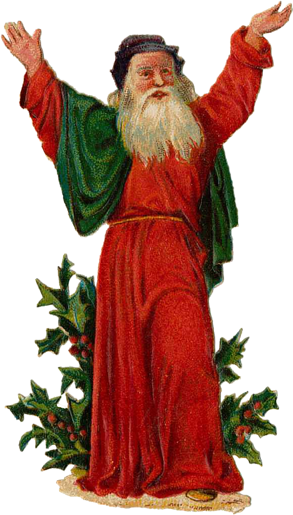 Vintage Victorian Christmas Die Cut Clip Art - Victorian Era Santa Claus (608x1046)
