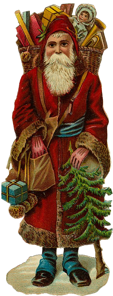 Vintage Victorian Christmas Die Cut Clip Art - Vintage Vater-weihnachtspostkarte Postkarte (415x1029)