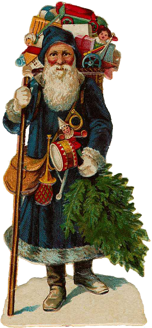 Vintage Victorian Christmas Die Cut Clip Art - Weihnachtsmann Vintage (532x1135)