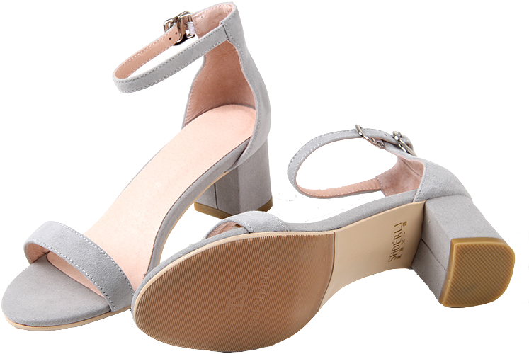 Womens Suede Ankle Strap Chunky Heels - Suede (760x506)