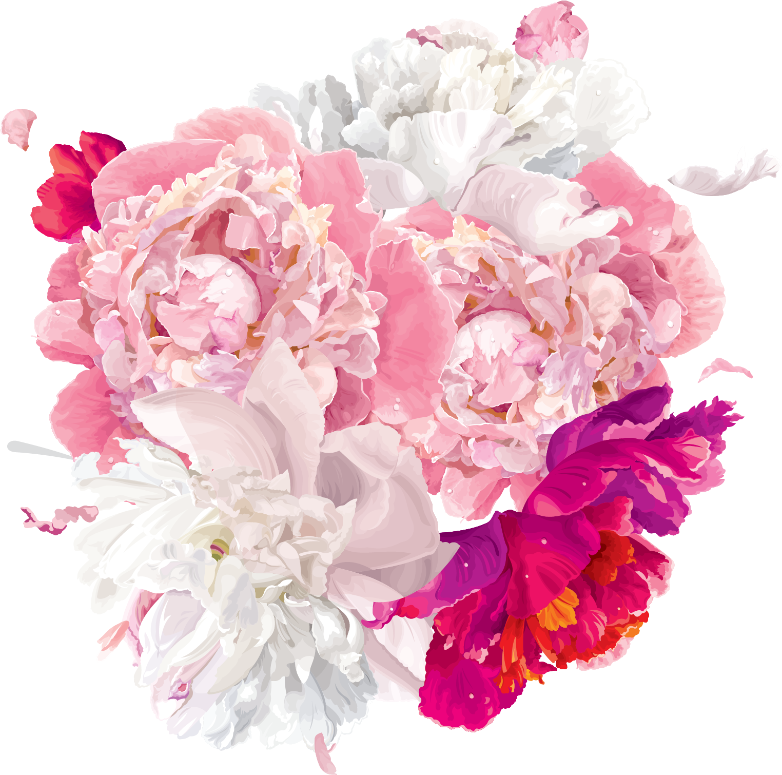 Peony Flower Clip Art - Vector Free Watercolor Flowers Png (2796x2596)