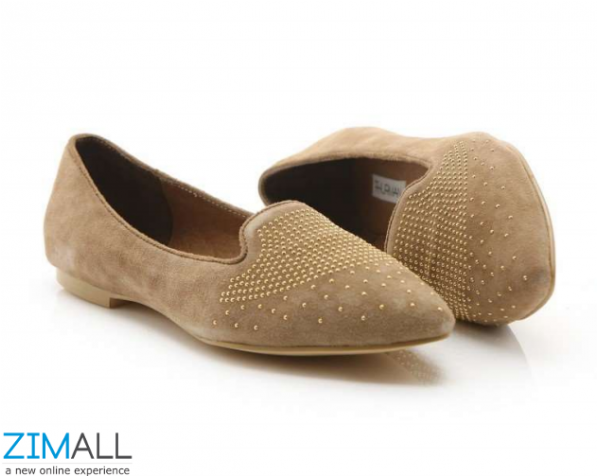 Studded Insole Leather Pumps - Ballet Flat (800x475)