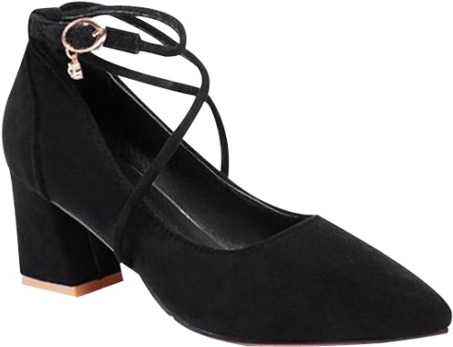 Latest Block Heel Cross Strap Rhinestone Pumps - Court Shoe (558x744)