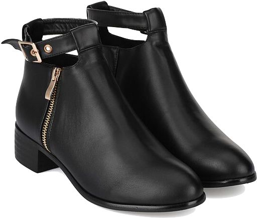 Black Leather Ankle Boots With Side Zipper - Fashion Boot (525x701)
