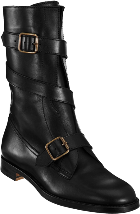 Manolo Blahnik Black Leather 'peron' Boots,manolo Blahnik - Shoe (450x750)