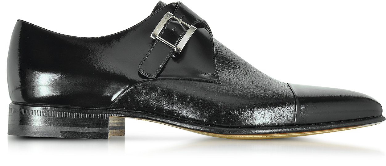Nancy Black Peccary Leather Monk Strap Shoe Moreschi - Moreschi Nancy Black Peccary Leather Monk Strap Shoe (1549x537)