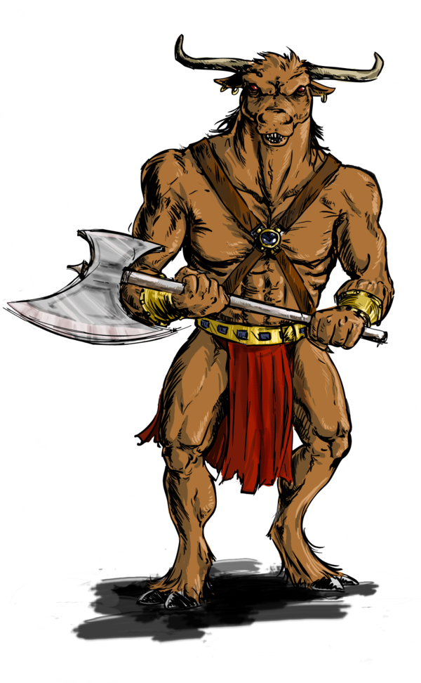 Kaz The Minotaur By Szacsi - Cartoon Minotaur Png (600x972)