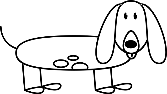 Dachshund With Spots Outline Stamp - Line Art (700x395)