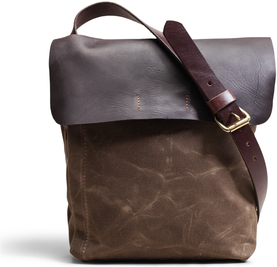 Orox Brown Leather And Brown Canvas Satchel - Satchel (1060x1060)