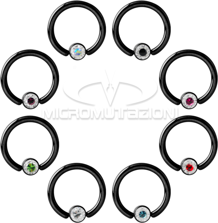 Black Steel Crystal Flat Bcr For Upper Lip Smiley Piercing - Steel (750x750)