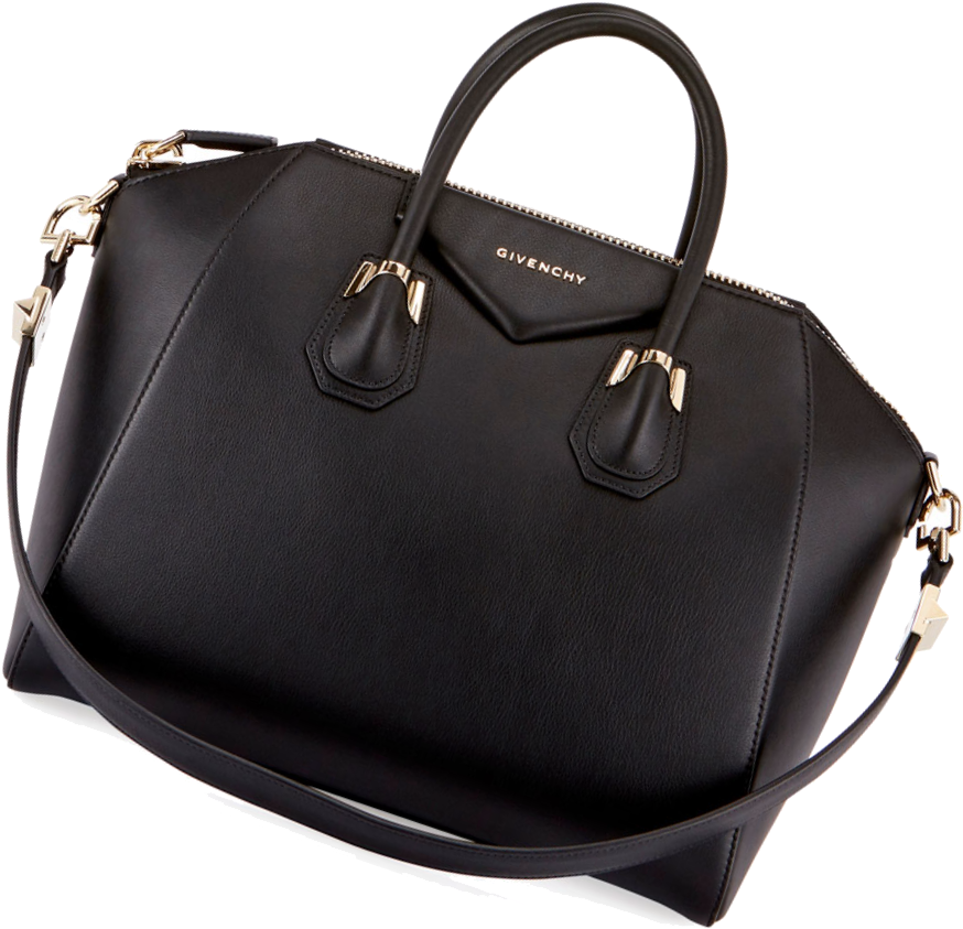 Givenchy Antigona Gold Antigona Pierced Leather Black - Handbag (900x888)