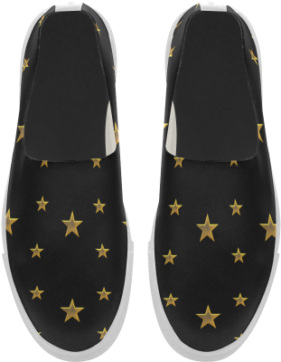 Twinkle Twinkle Little Star Gold Stars On Black Apus - Slip-on Shoe (500x500)
