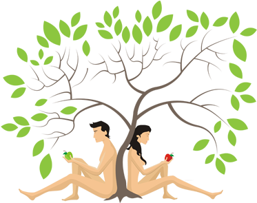 Adam & Eve Wall Sticker - Faith (374x350)