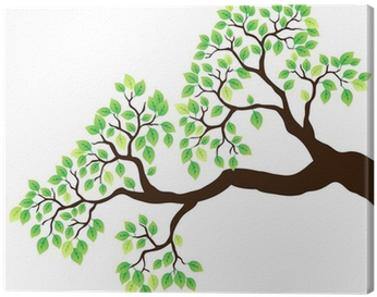 Tree Branch With Green Leaves 1 Canvas Print • Pixers® - Vector Tree Branch Leaves (400x400)
