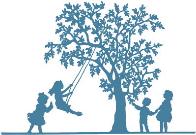 Friendship Montessori School - Tree With Swing Drawing (400x396)