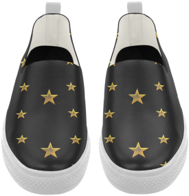 Twinkle Twinkle Little Star Gold Stars On Black Apus - Slip-on Shoe (500x500)