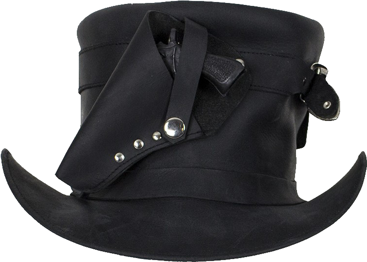 Black Leather Deadman Top Hat With Gun Holsters - Handgun Holster (824x604)