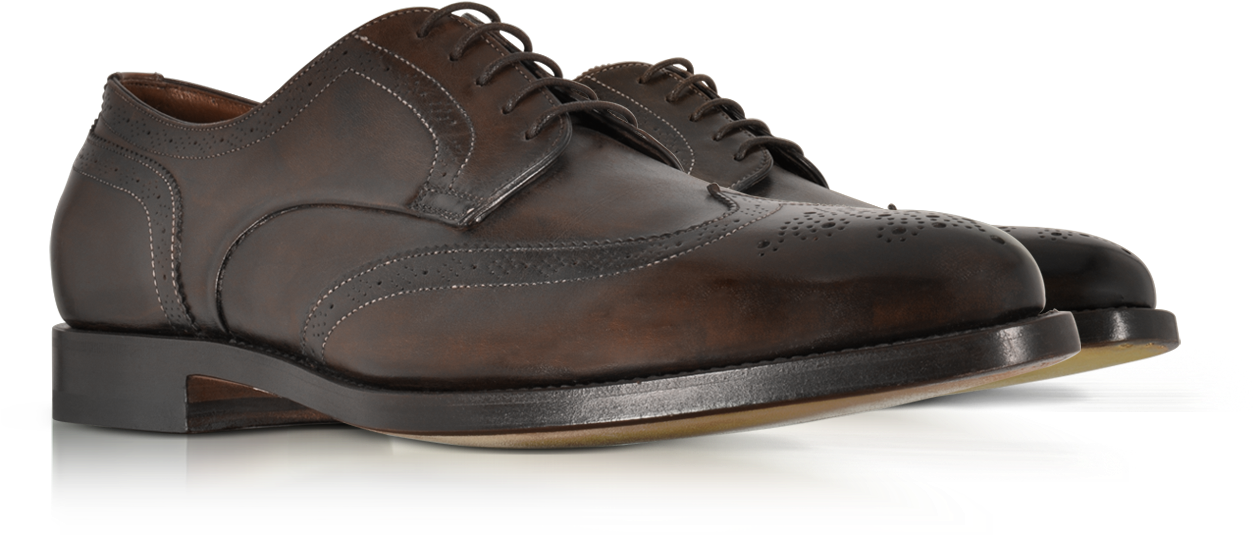 Wilson Dark Brown Leather Wingtip Derby Shoes Santoni - Santoni Designer Shoes Wilson Dark Brown Leather Wingtip (1560x534)