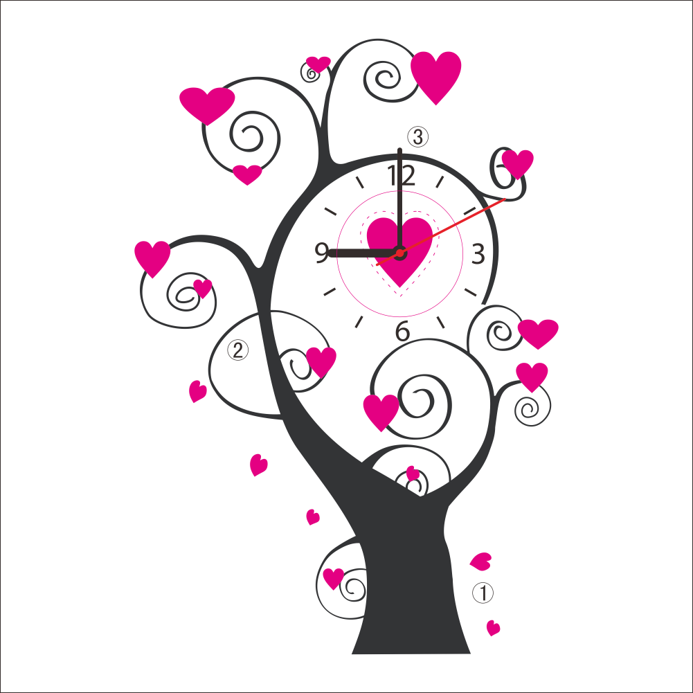 Diy Love Tree Wall Clock Creative Watch Sticker Home - Gearbest Loving Tree Style Wall Clock Sticker (1001x1001)