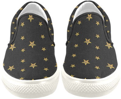 Twinkle Twinkle Little Star Gold Stars On Black Women's - Slip-on Shoe (500x500)