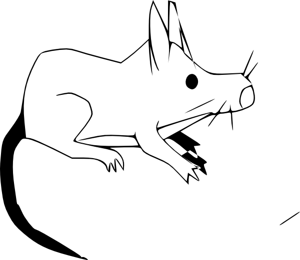 Sitting Rat Cartoon Clip Art - Hewan Tikus Hitam Putih (600x521)