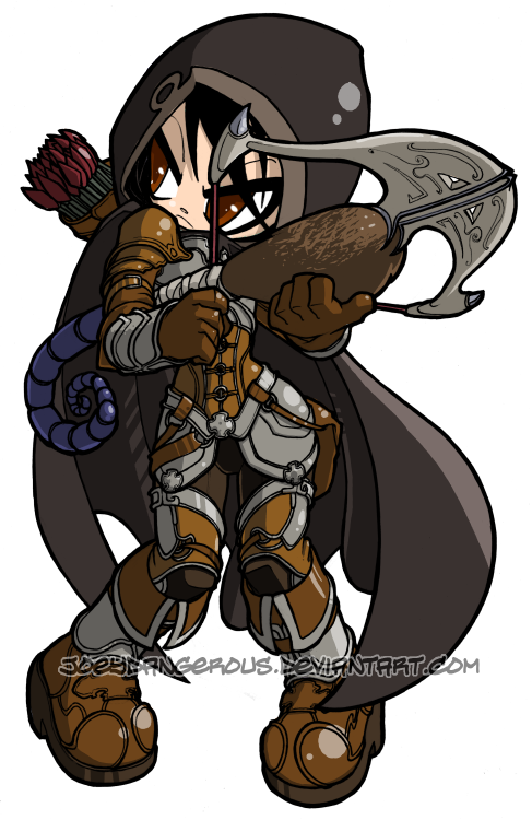 Demon Clipart Diablo - Demon Hunter Diablo Chibi (487x750)
