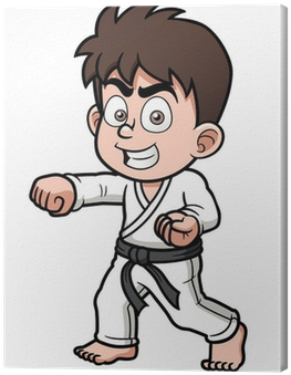 Vector Illustration Of Boy Karate Player Canvas Print - Kartun Karate (400x400)