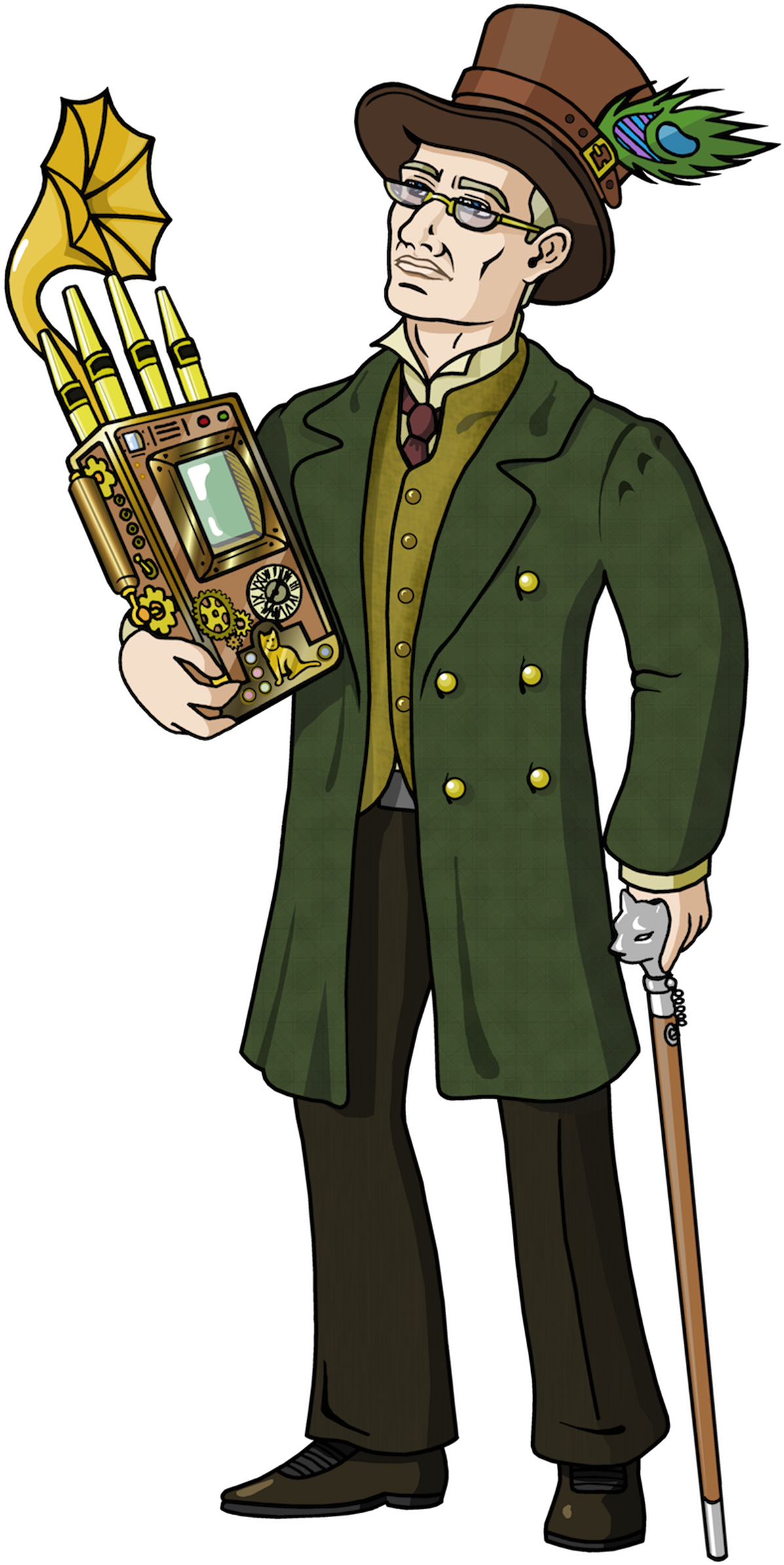 Steampunk Keating - Victorian Gentleman Cartoon (1200x2403)