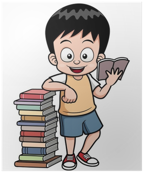 Vector Illustration Of Boy Reading Book Poster • Pixers® - Book (400x400)