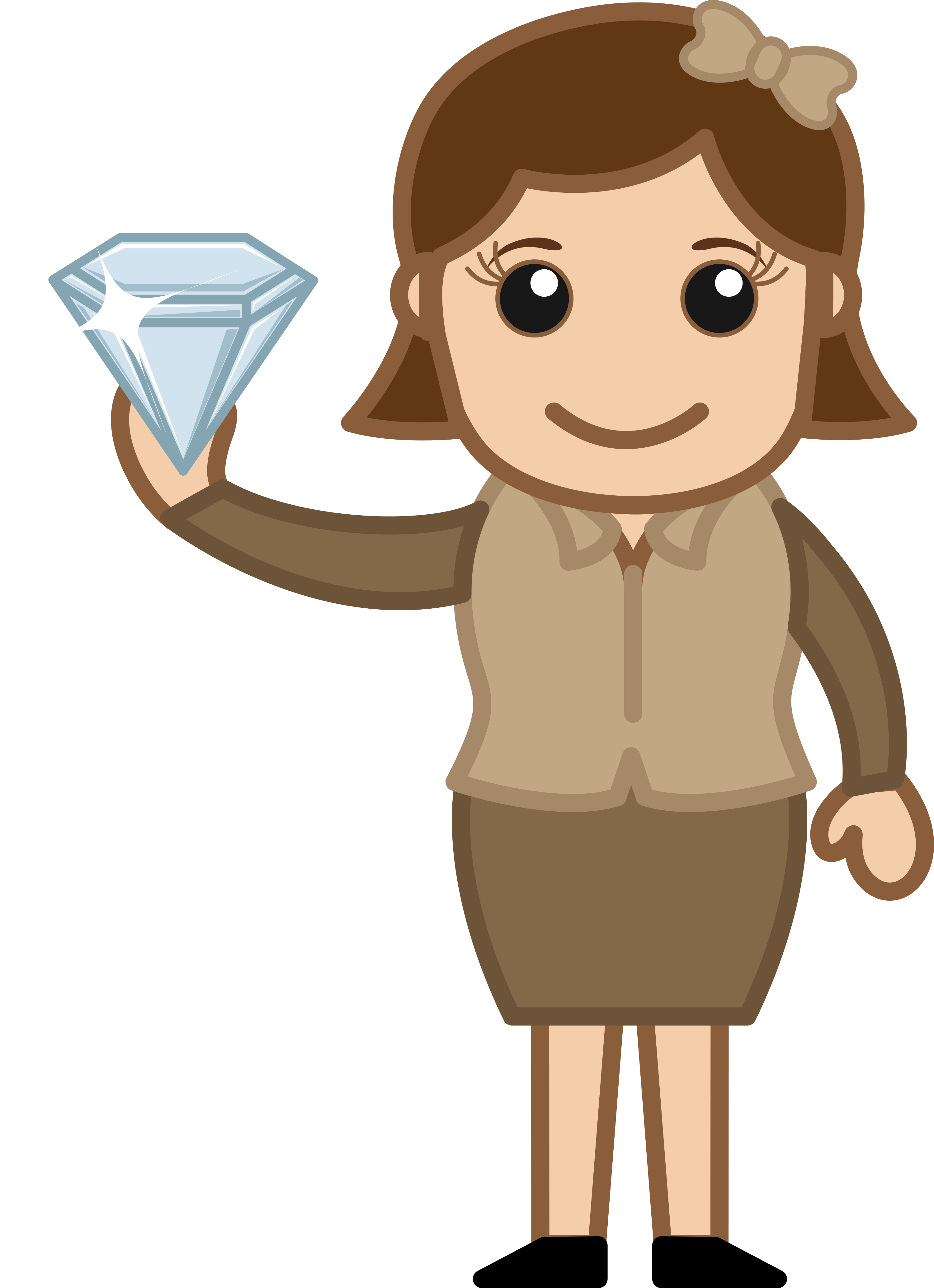 Cartoon Girl Holding A Diamond Myvrojod - Cartoon With Board Png (3000x4137)