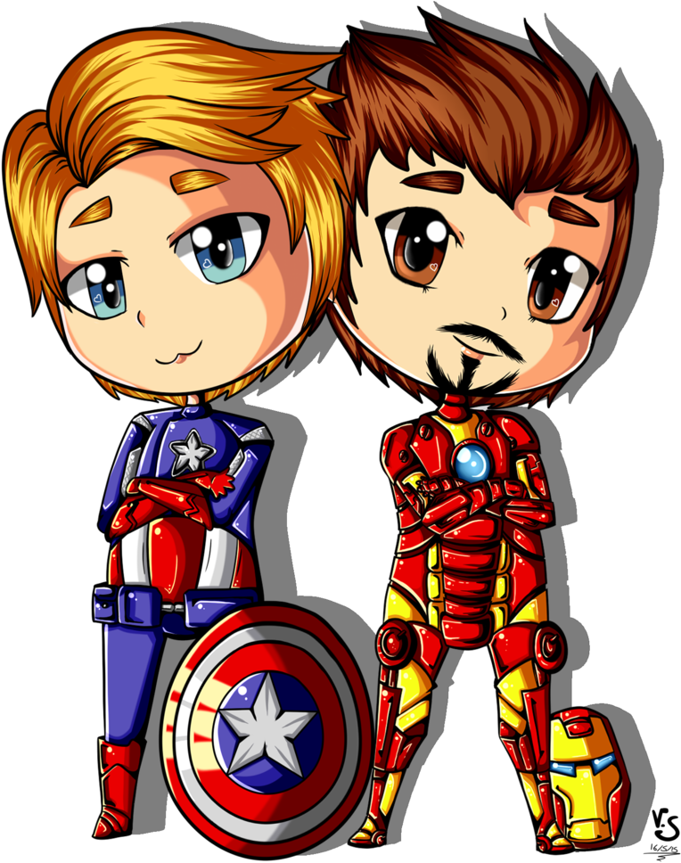 Captain America And Iron Man By Valorie-sonsaku - Iron Man & Captain America Chibi (1024x1024)