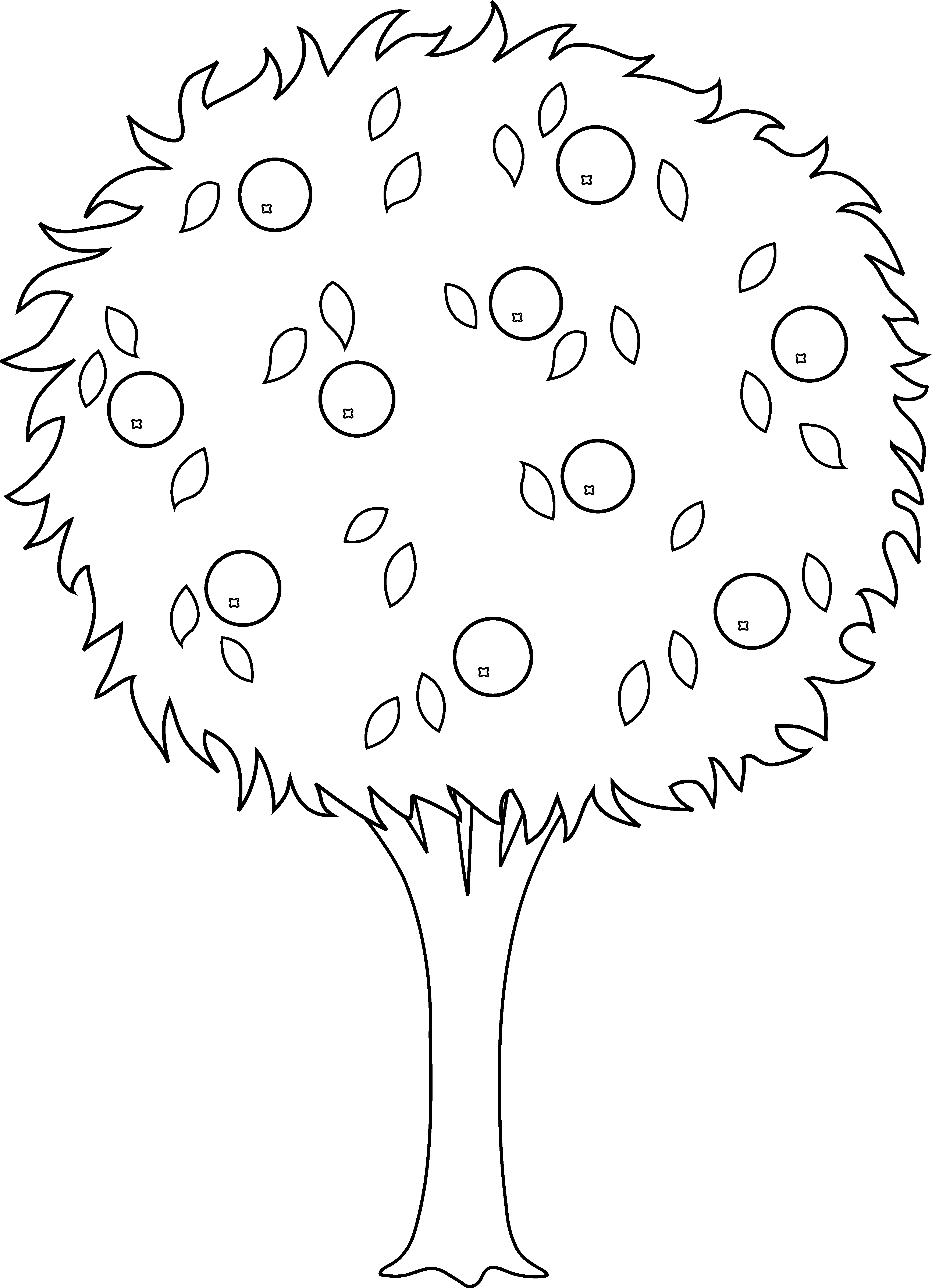 Orange Tree Clip Art - Orange Tree Black And White (4398x6075)