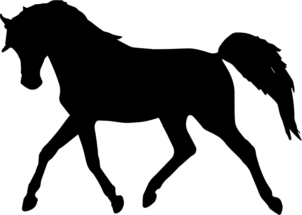 Horse Walking Black Silhouette Facing To Left Comments - Horse Silhouette Transparent (981x697)